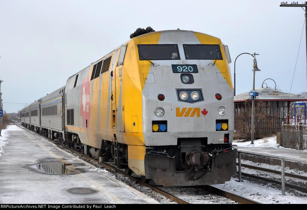 Eastbound Corridor passenger train waits to depart